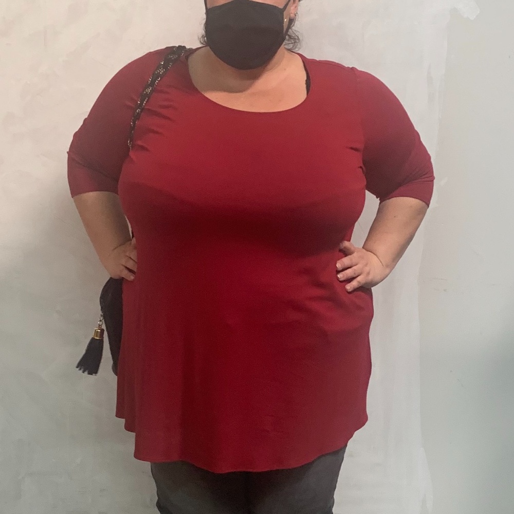 3X Eileen Fisher swing shirt / dress in cranberry